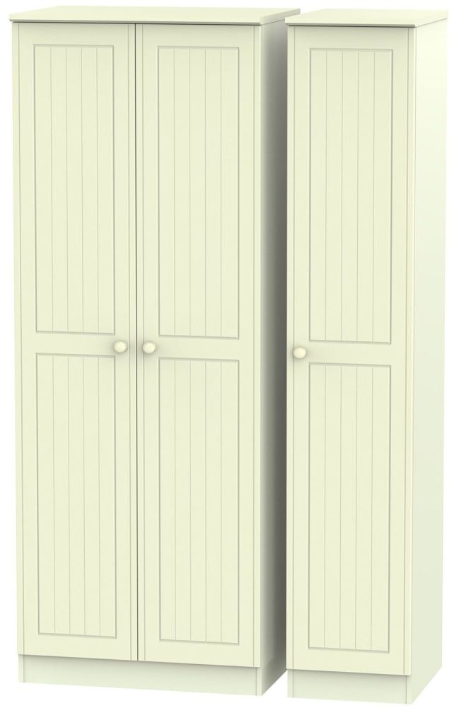 Warwick Cream 3 Door Tall Plain Triple Wardrobe