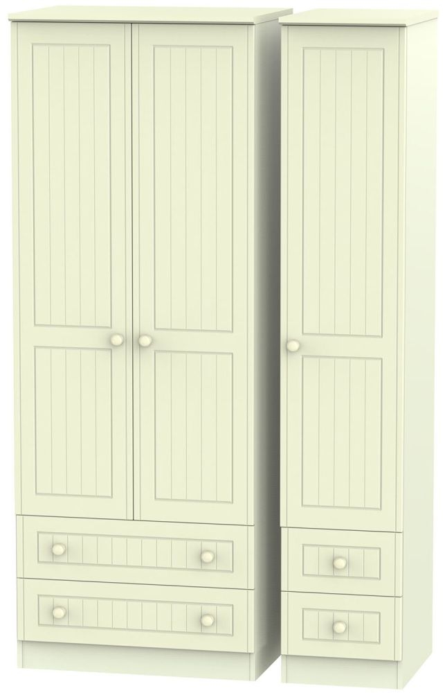 Warwick Cream 3 Door 4 Drawer Tall Triple Wardrobe