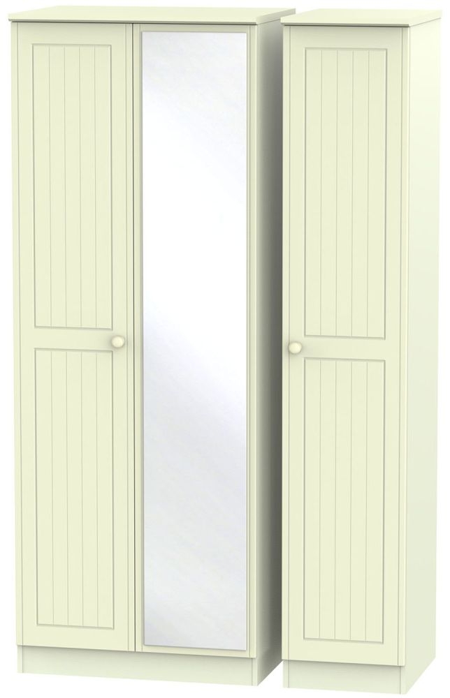 Warwick Cream 3 Door Tall Mirror Triple Wardrobe