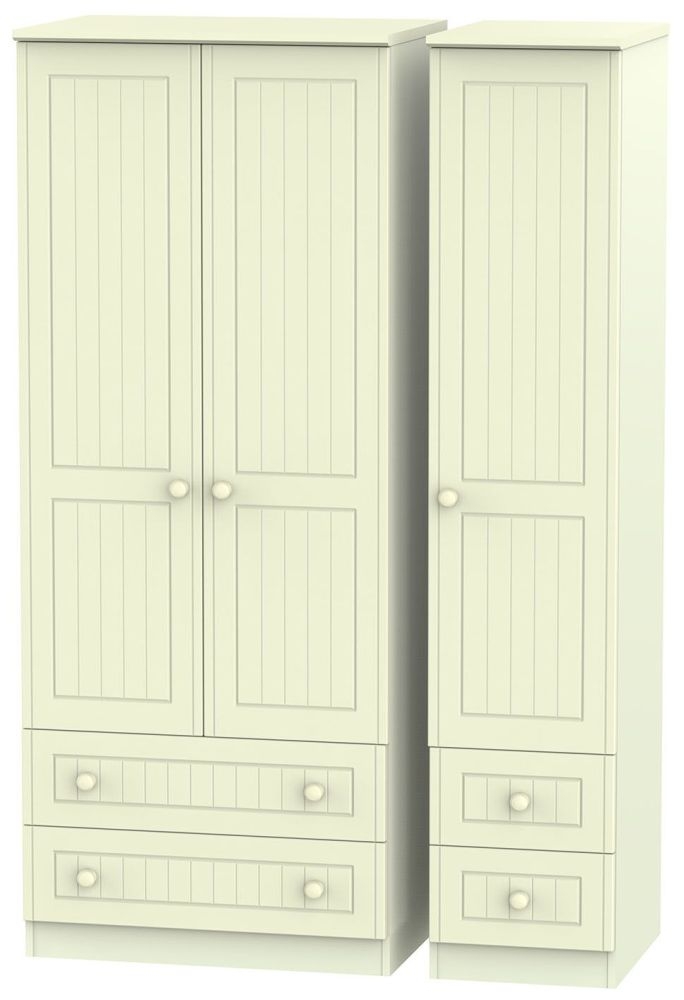 Warwick Cream 3 Door 4 Drawer Triple Wardrobe