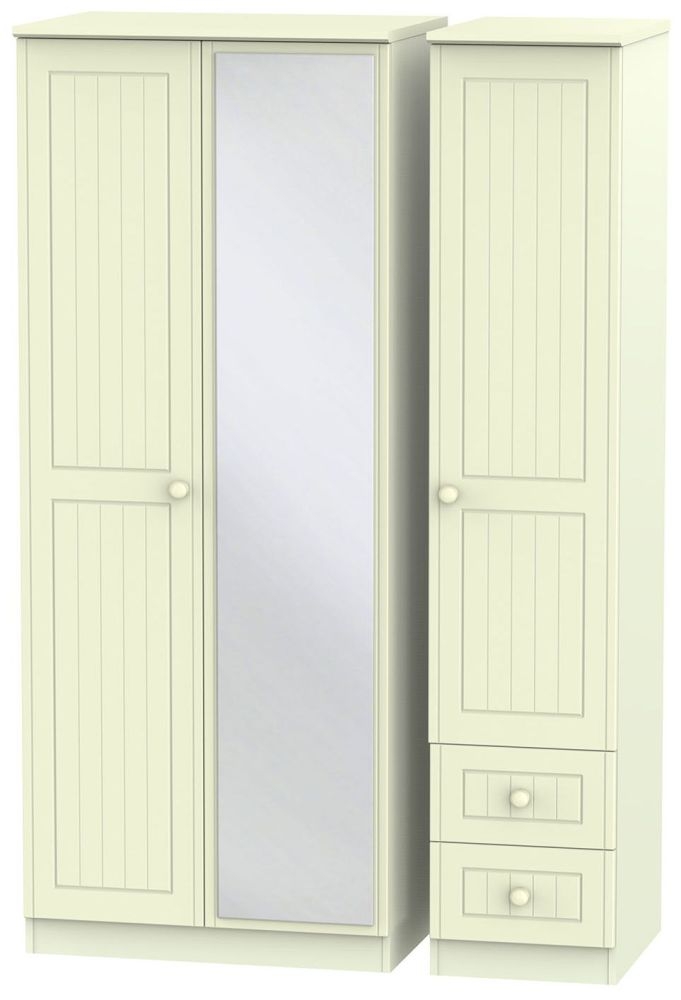 Warwick Cream 3 Door 2 Right Drawer Mirror Triple Wardrobe