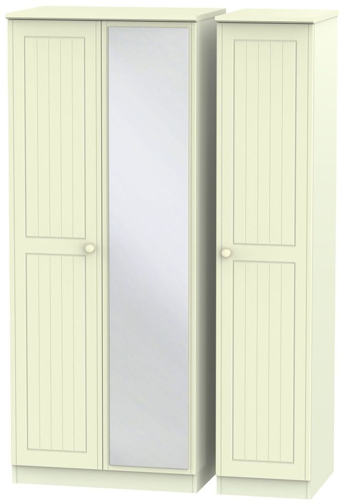 Warwick Cream 3 Door Mirror Triple Wardrobe