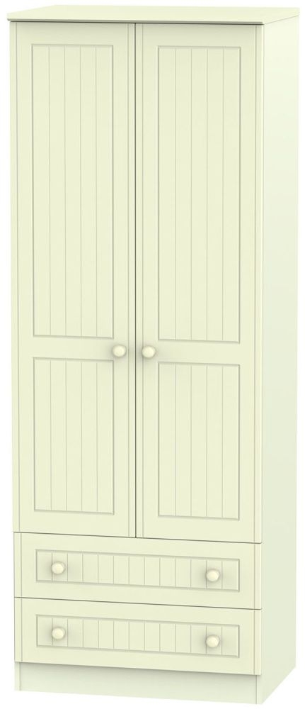 Warwick Cream 2 Door 2 Drawer Tall Wardrobe