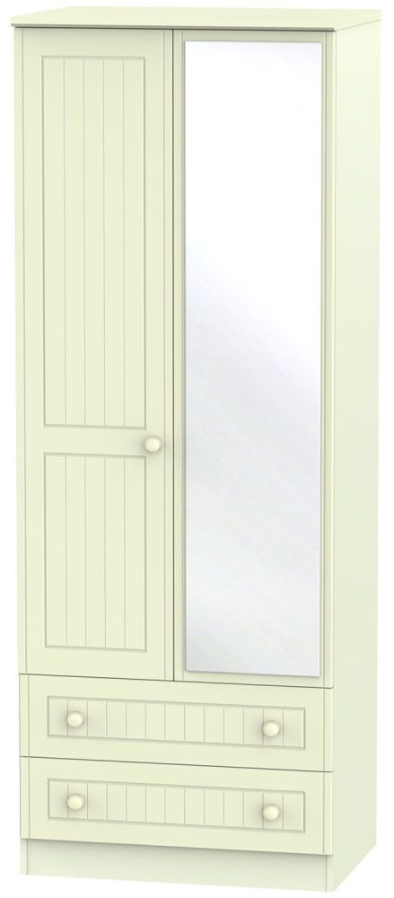 Warwick Cream 2 Door 2 Drawer Tall Mirror Wardrobe