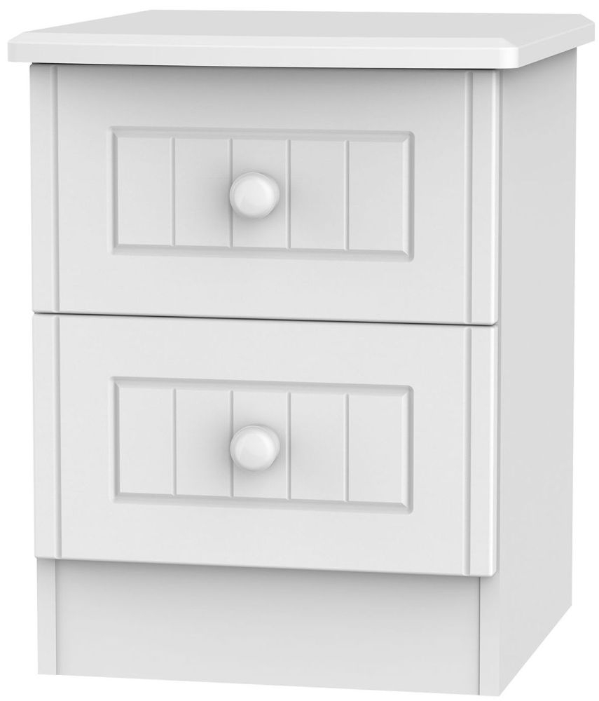 Warwick White 2 Drawer Bedside Cabinet