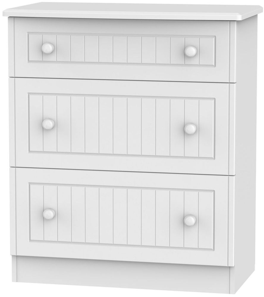 Warwick White 3 Drawer Deep Chest