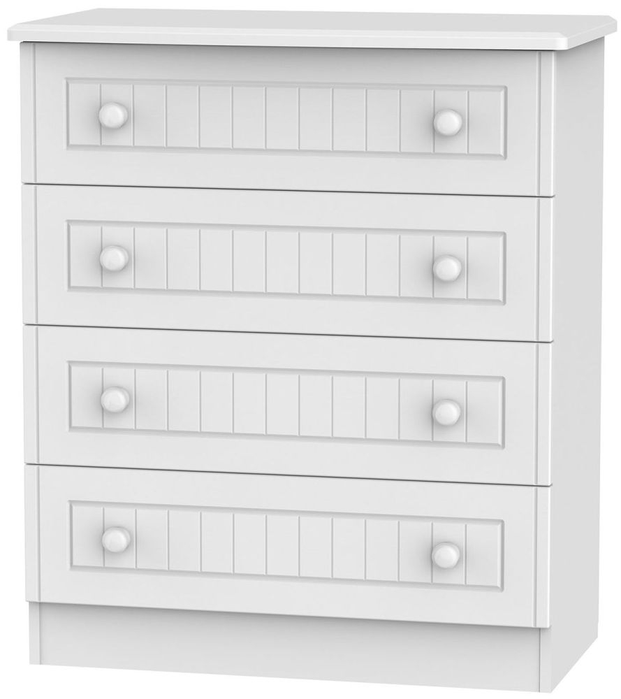 Warwick White 4 Drawer Wide Chest