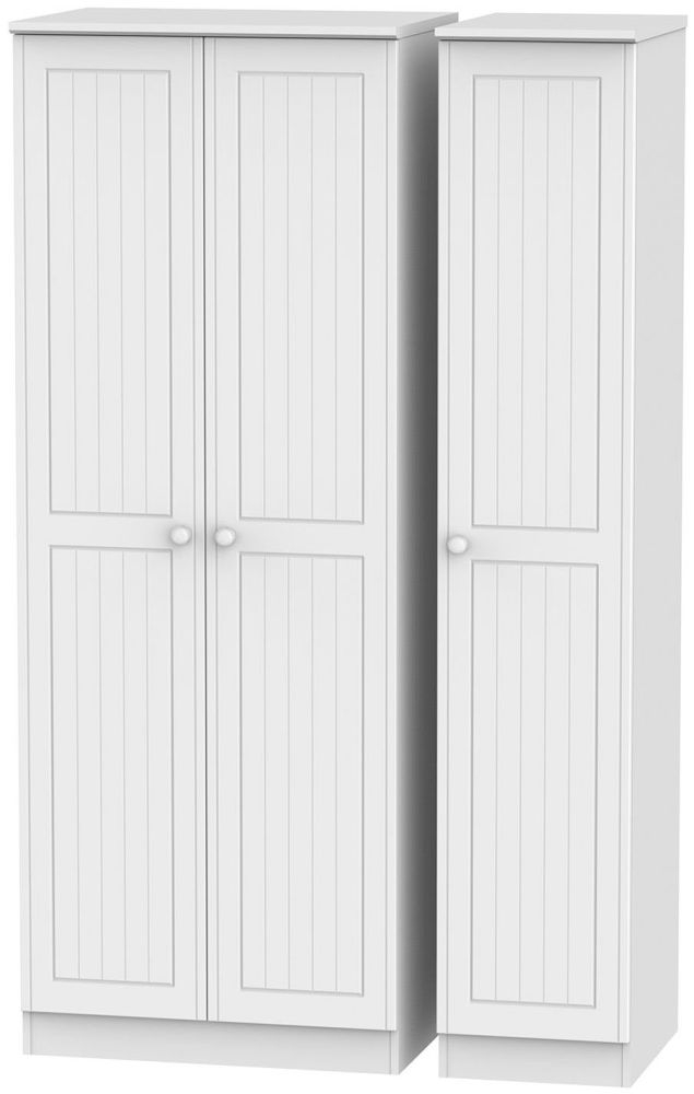 Warwick White 3 Door Tall Plain Wardrobe