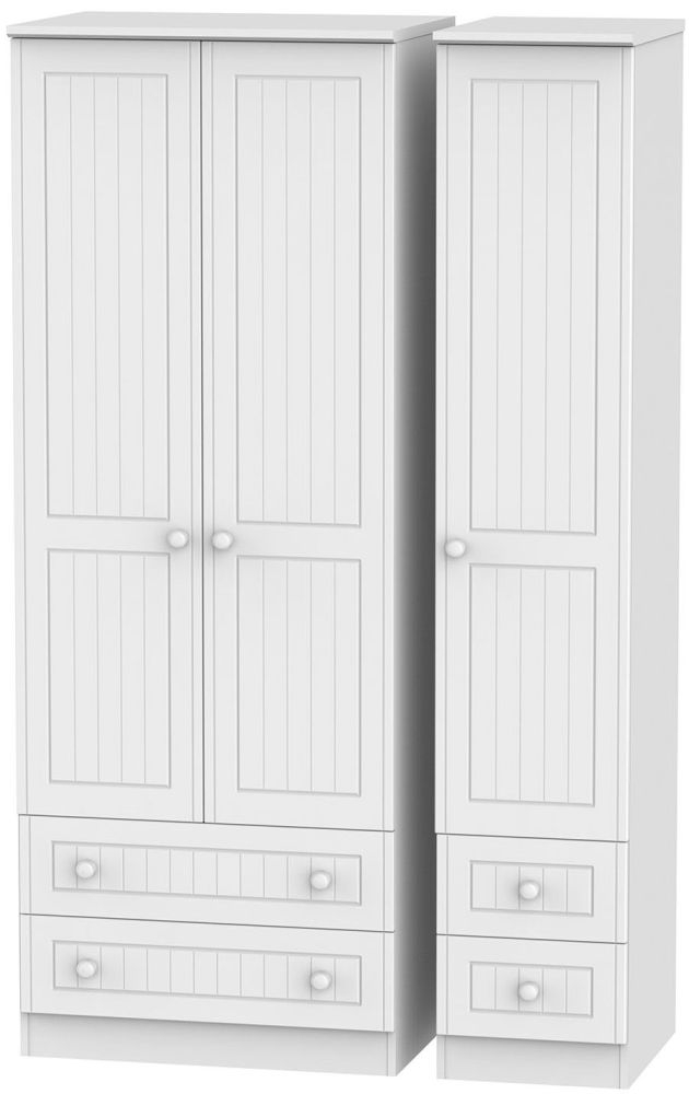 Warwick White 3 Door 4 Drawer Tall Wardrobe