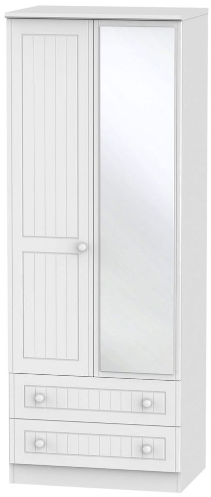 Warwick White 2 Door Tall Mirror Combi Wardrobe
