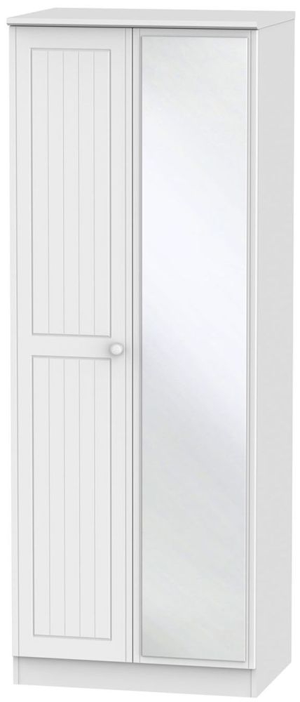 Warwick White 2 Door Tall Mirror Wardrobe