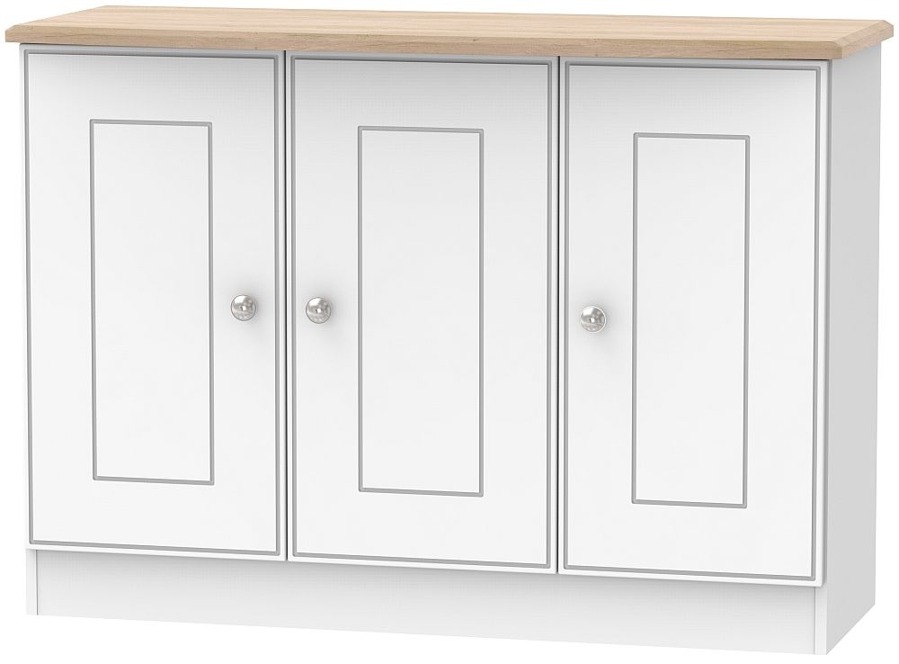 Victoria 3 Door Sideboard White Ash And Riviera Oak Clearance P2