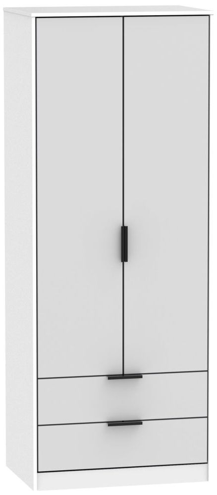Hong Kong 2 Door 2 Drawer Wardrobe Grey And White Clearance P20