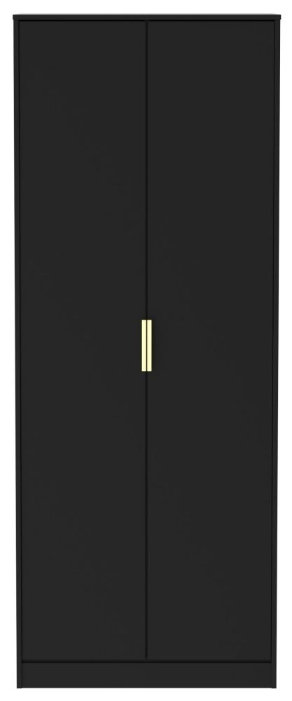 Diego Black Gold 2 Door Tall Wardrobe Clearance P77