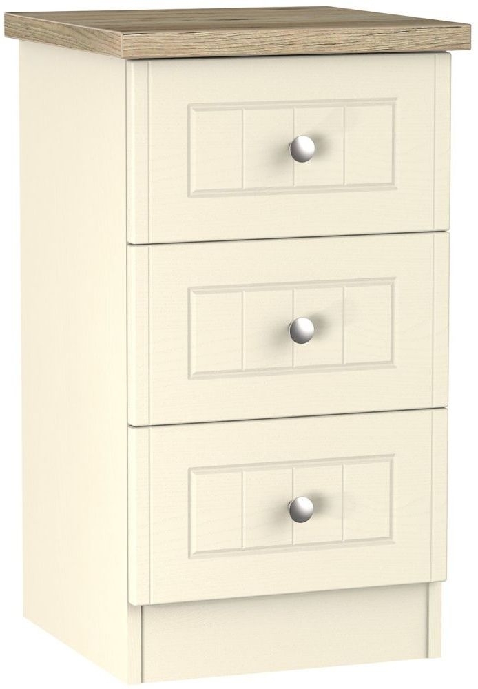 Vienna Cream Ash And Bourdeax 3 Drawer Bedside Cabinet Clearance P15