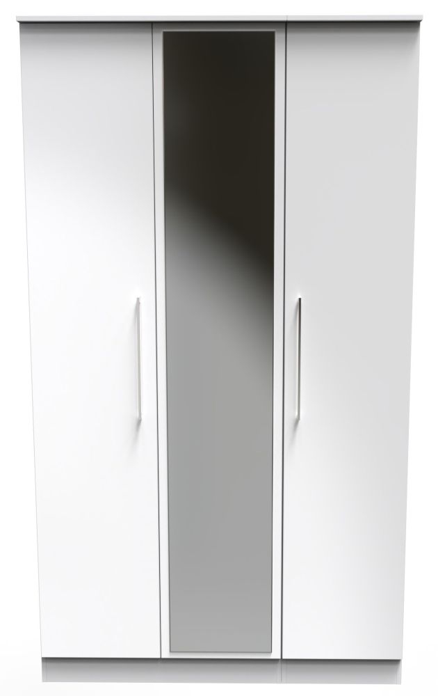 Worcester White Gloss 3 Door Tall Mirror Wardrobe