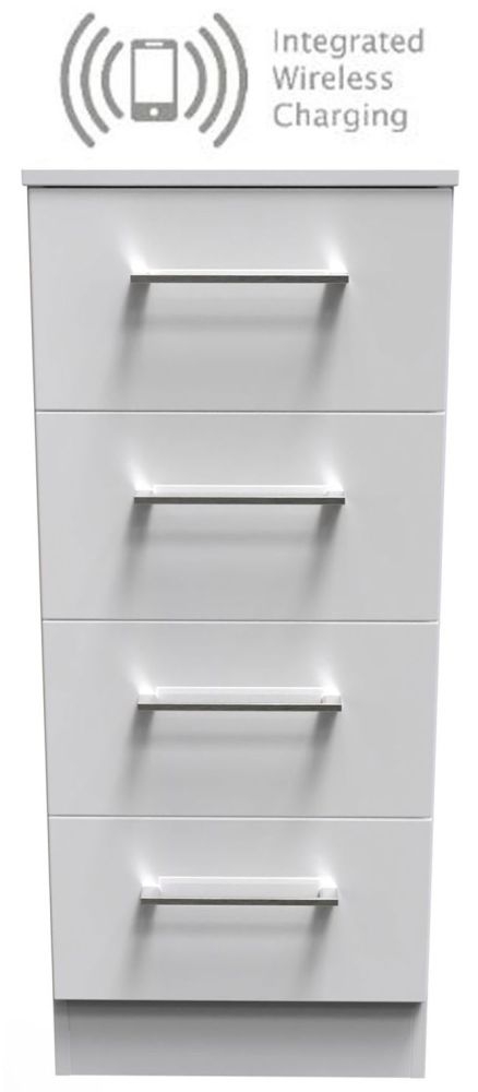 Worcester White Gloss 4 Drawer Chest With Integrated Wireless Charging