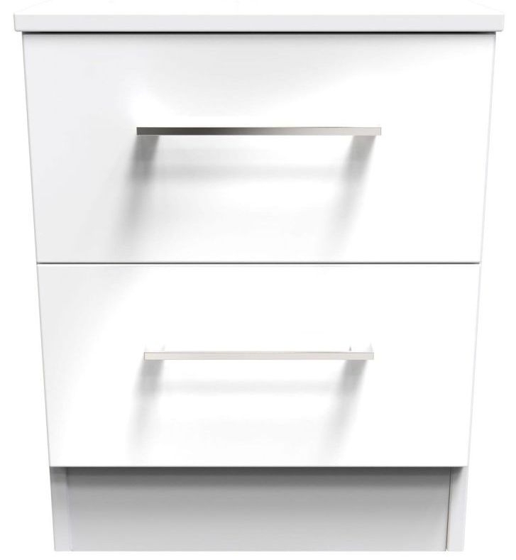 Worcester White Gloss 2 Drawer Bedside Cabinet