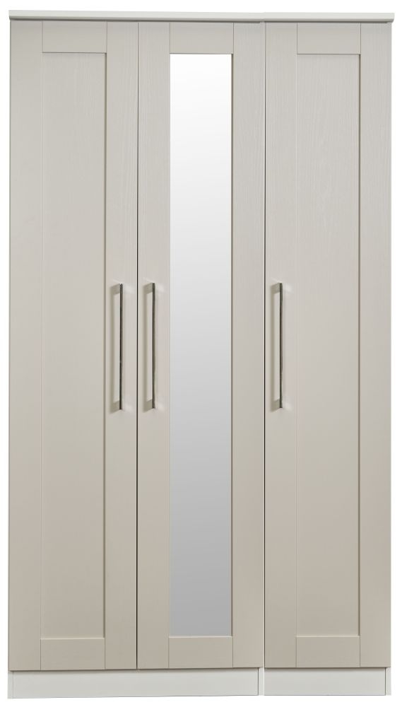 York Kaschmir Ash 3 Door Tall Mirror Wardrobe