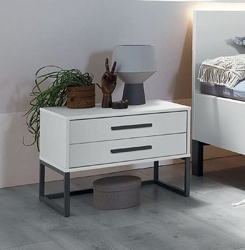 Wiemann Breda White Bedside Cabinet 2 Drawers