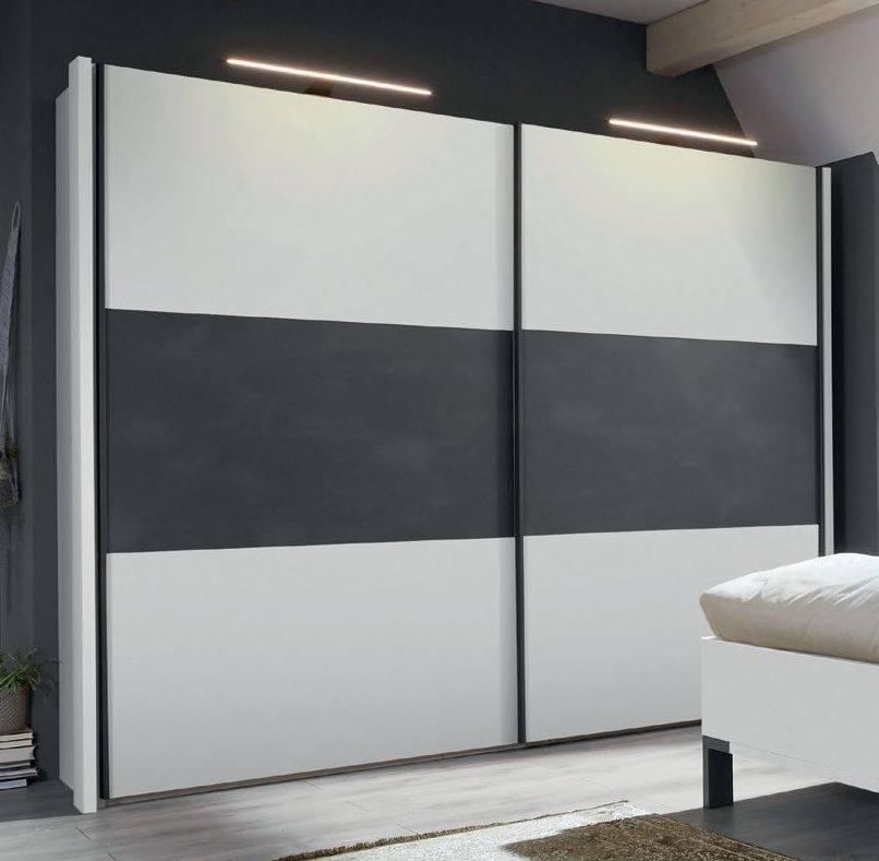 Wiemann Breda White 2 Door Sliding Wardrobe With Slate Highlight Colour 200cm