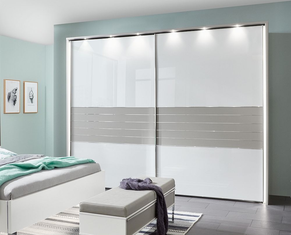 Wiemann Cadiz 2 Door Sliding Wardrobe In White And Pebble Grey W 300cm