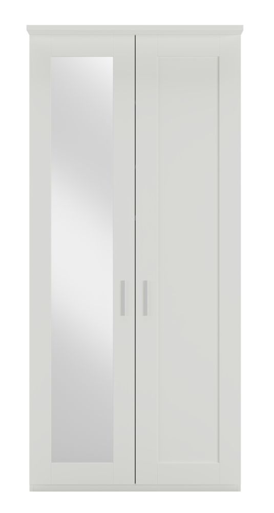 Wiemann Cambridge White 2 Door Wardrobe With 1 Left Mirror Front W 100cm