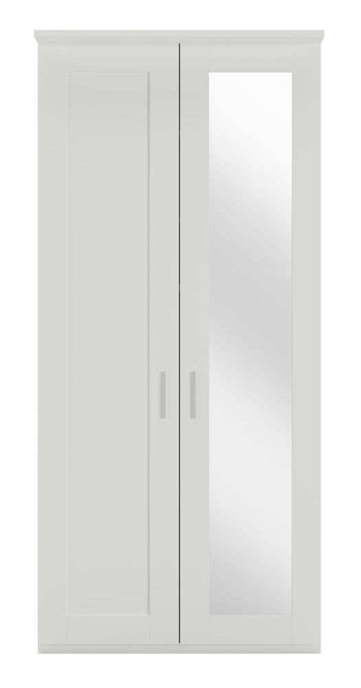 Wiemann Cambridge White 2 Door Wardrobe With 1 Right Mirror Front W 100cm