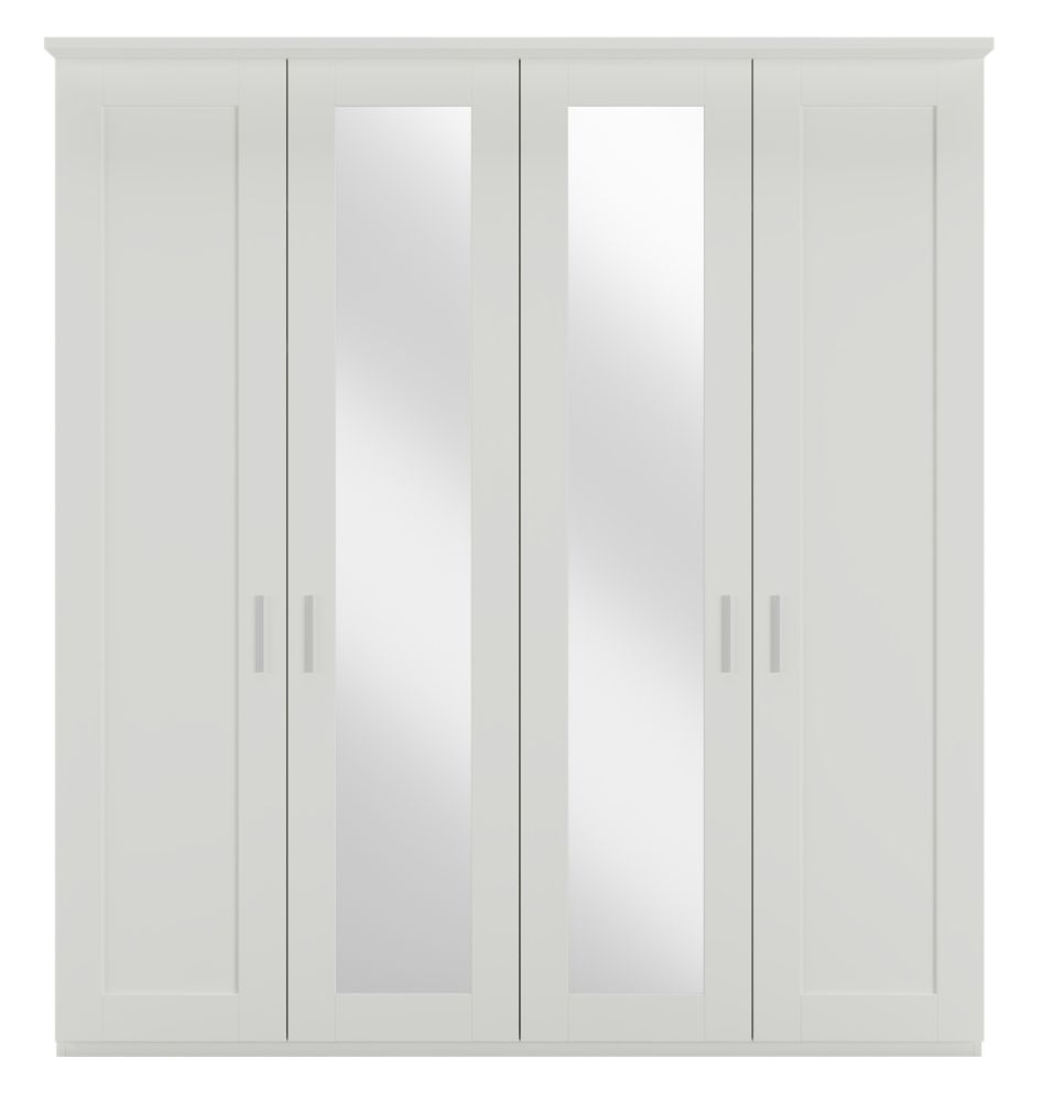 Wiemann Cambridge White 4 Door Wardrobe With 2 Mirror Front W 200cm