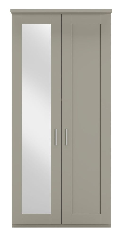 Wiemann Cambridge Pebble Grey 2 Door Wardrobe With 1 Left Mirror Front W 100cm