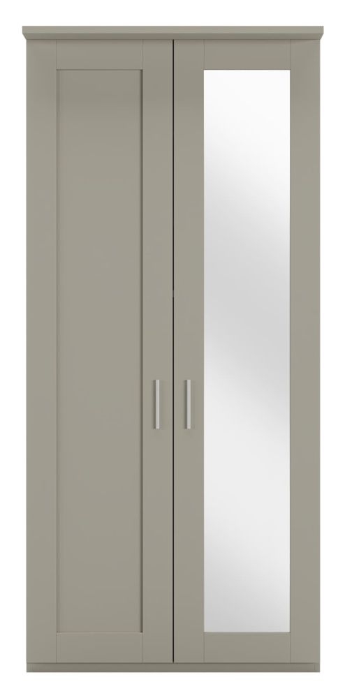 Wiemann Cambridge Pebble Grey 2 Door Wardrobe With 1 Right Mirror Front W 100cm