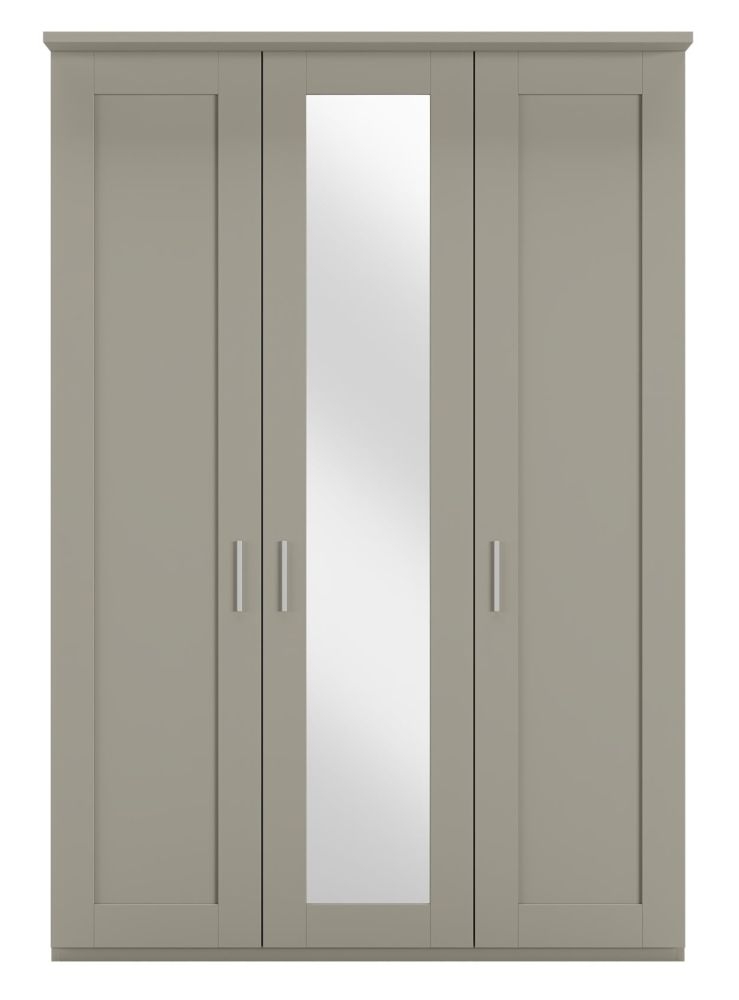 Wiemann Cambridge Pebble Grey 3 Door Wardrobe With 1 Mirror Front W 150cm