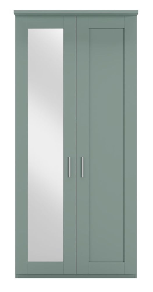 Wiemann Cambridge Sage Green 2 Door Wardrobe With 1 Left Mirror Front W 100cm