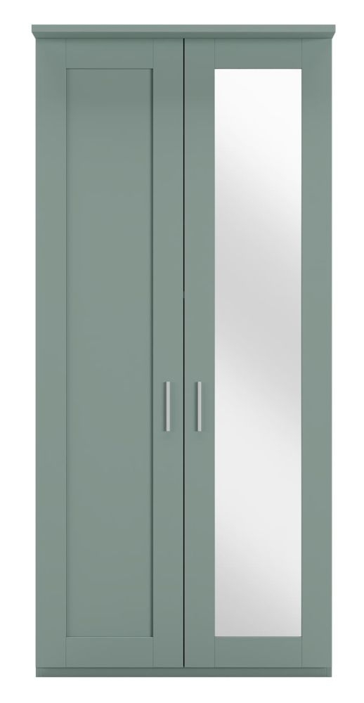 Wiemann Cambridge Sage Green 2 Door Wardrobe With 1 Right Mirror Front W 100cm