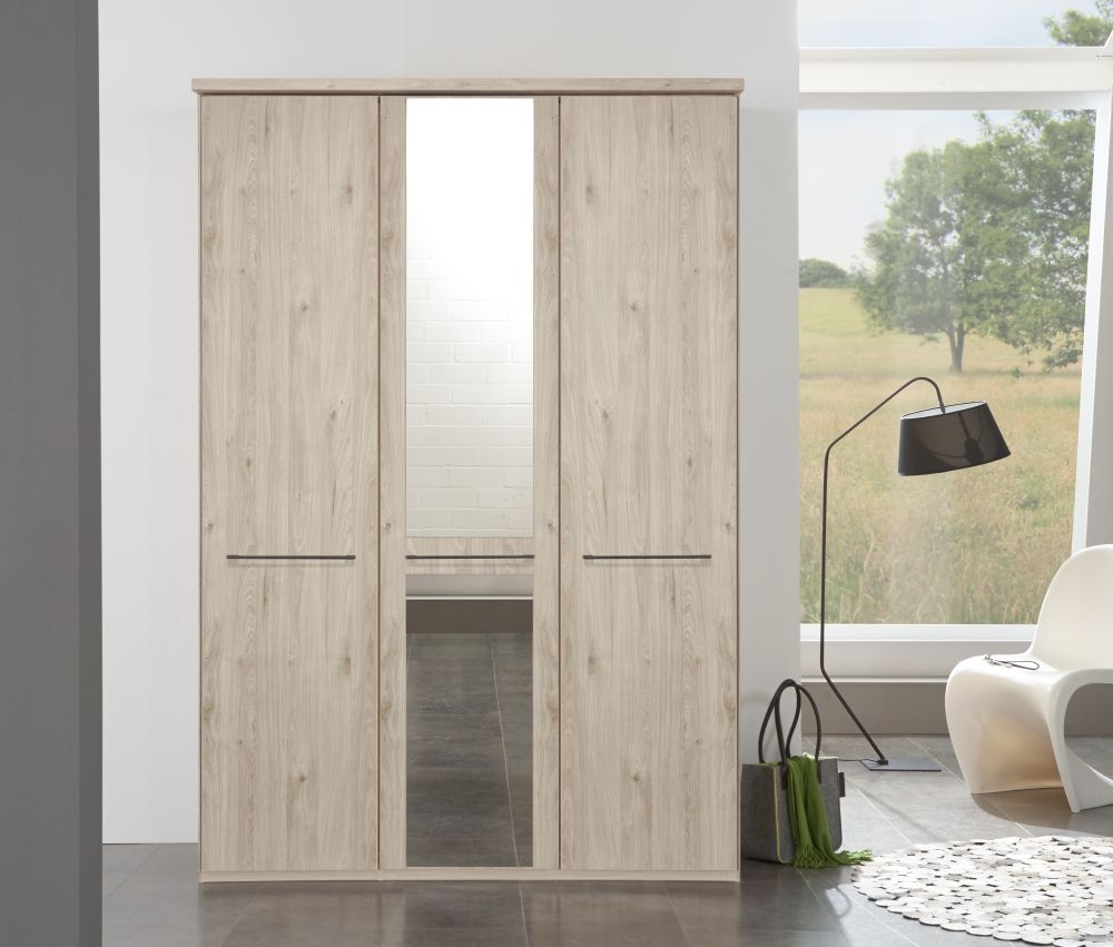 Wiemann Dakar2 3 Door Mirror Wardrobe In Holm Oak With Slate Handles W 150cm