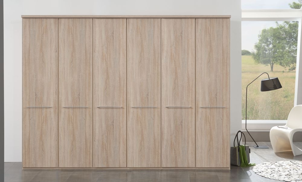 Wiemann Dakar2 6 Door Wardrobe In Rustic Oak With Silver Handles W 300cm