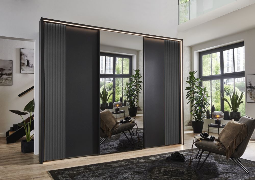 Wiemann Denver Sliding Wardrobe In Mirror Front And Carcase Color Decking