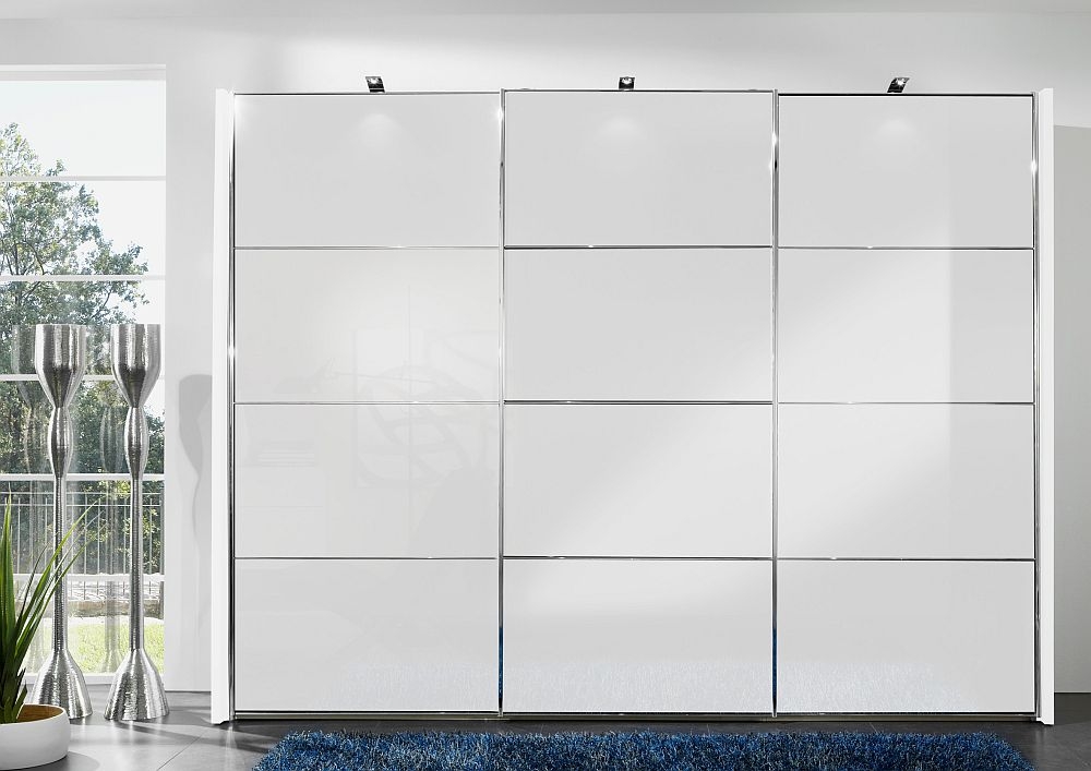Wiemann Miami2 3 Door Sliding Wardrobe In White Glass W 300cm