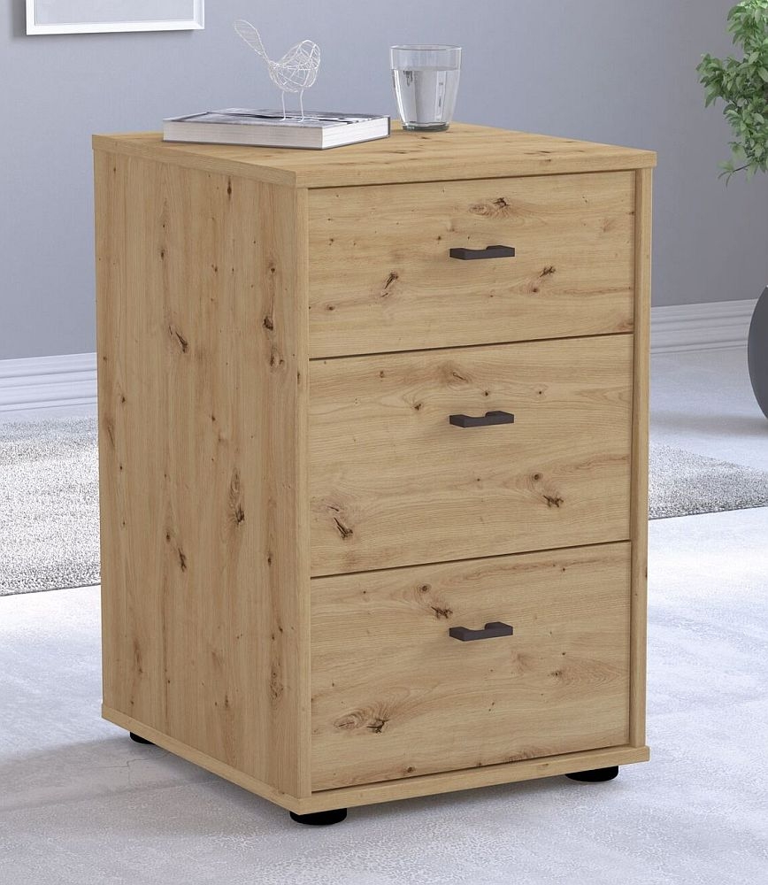 Wiemann Rialto Bianco Oak Bedside Cabinet 3 Drawer