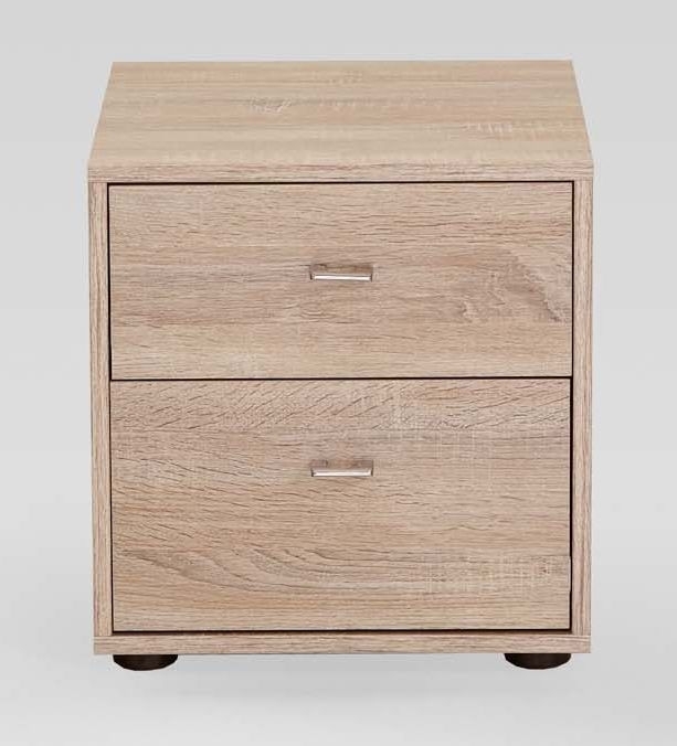 Wiemann Tokio 2 Drawer Bedside Cabinet In Rustic Oak With Chrome Handle