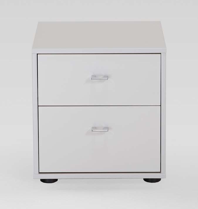 Wiemann Tokio 2 Drawer Bedside Cabinet In White With Chrome Handle