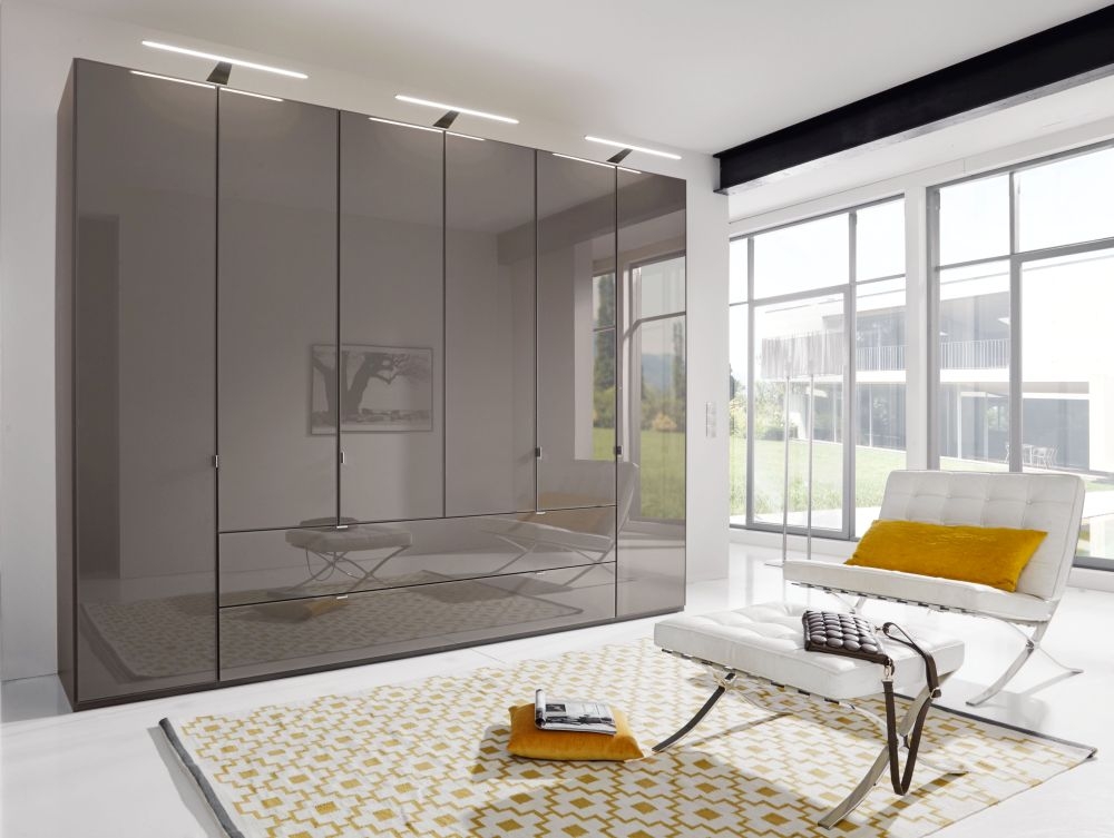 Wiemann Vip Eastside 6 Door Wardrobe In Havana Glass W 300cm