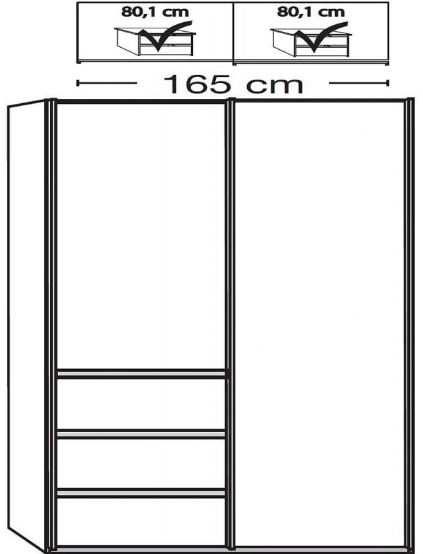 Wiemann Vip Malibu 2 Door Sliding Wardrobe In Oak And White Glass W 165cm