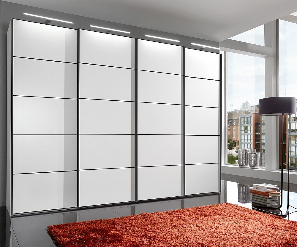 Wiemann Vip Westside 4 Door Sliding Wardrobe In White With Black Trims W 400cm