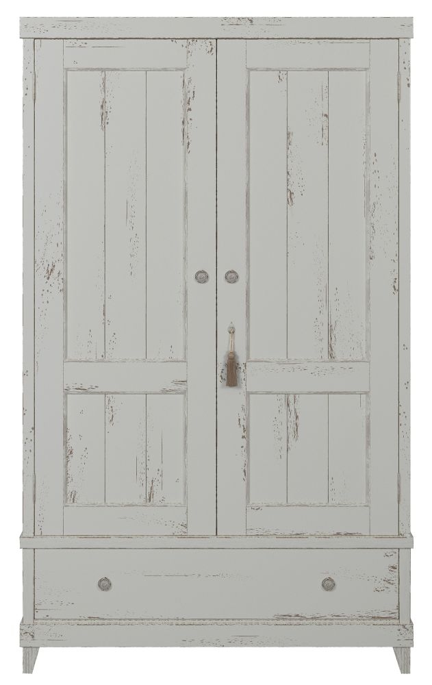 Willis And Gambier Atelier Distressed White 2 Door Combi Double Wardrobe