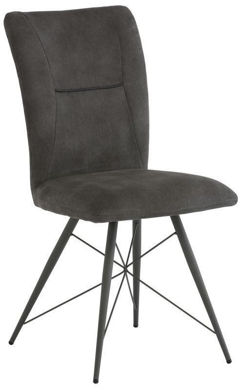 Amalfi Grey Fabric Dining Chair With Grey Powder Coated Cross Legs Sold In Pairs