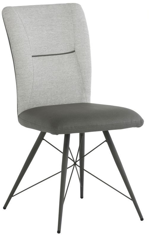 Amalfi Light Grey Fabric Dining Chair With Grey Powder Coated Cross Legs Sold In Pairs