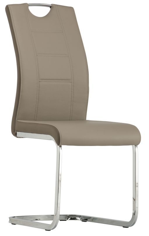 Aspen Latte Faux Leather Dining Chair With Chrome Cantilevered Base Sold In Pairs