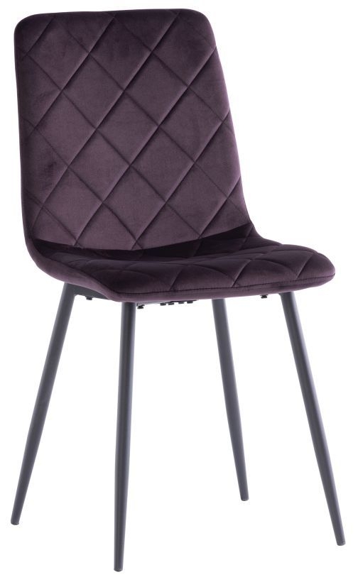 Bella Aubergine Velvet Cross Stitched Dining Chair Sold In Pairs