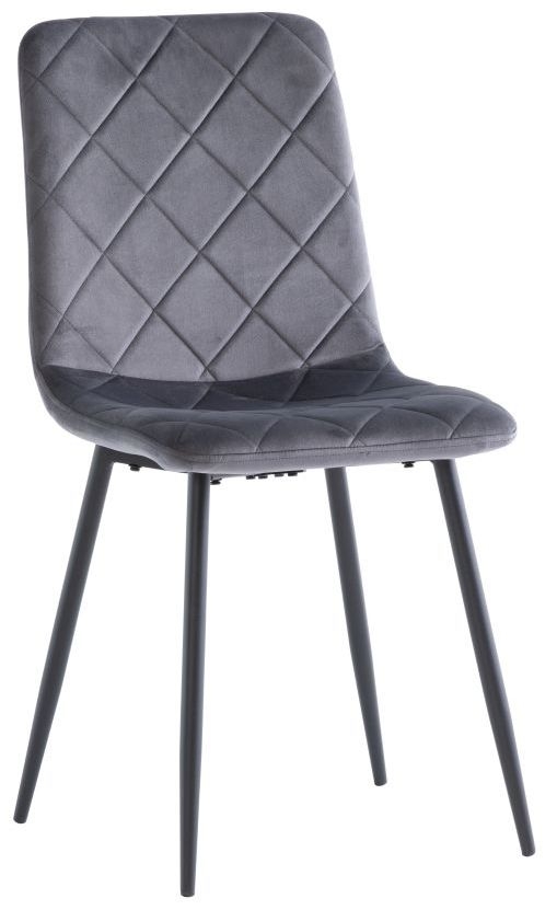 Bella Grey Velvet Cross Stitched Dining Chair Sold In Pairs